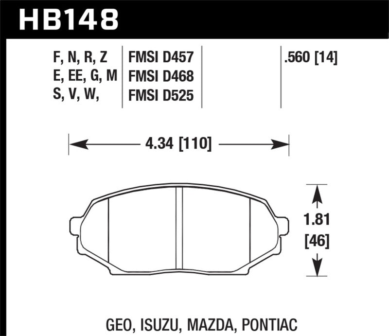 Hawk 90-93 Mazda Miata (NA) HT-10 Race Front Brake Pads