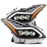 AlphaRex 08-13 Infiniti G37 NOVA LED Proj Headlights Alpha Black w/Activ Light/Seq Signal/Switch DRL