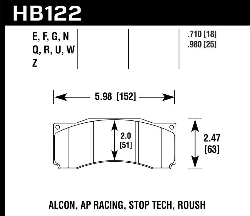 Hawk Stoptech ST-60 Caliper DTC-60 Race Brake Pads