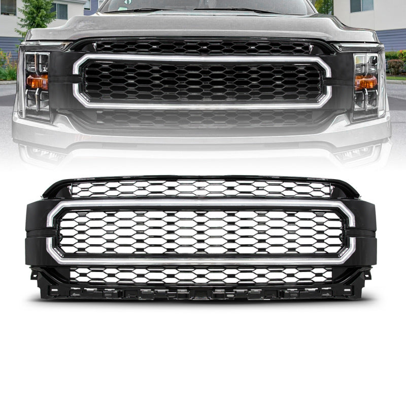 Anzo 21-23 Ford F150 Black Housing Full LED Light Tube Front Grille