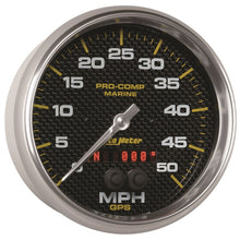 Load image into Gallery viewer, Autometer Speedometer Gauge 5 inch 50MPH GPS Marine Carbon Fiber