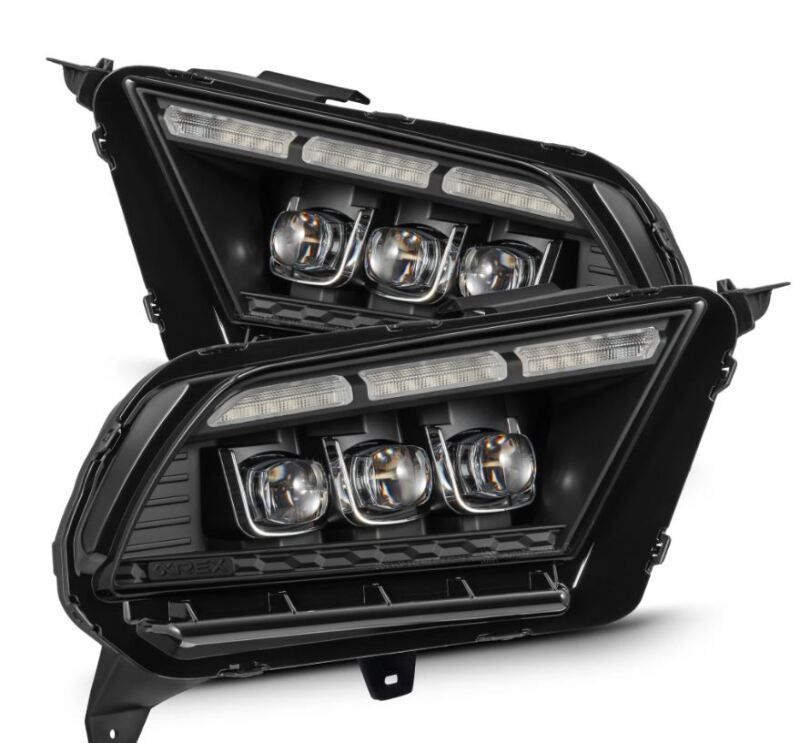 AlphaRex 10-12 Ford Mustang NOVA-Series LED Projector Headlights Blk w/Activ Light & Seq.Sig /SB DRL