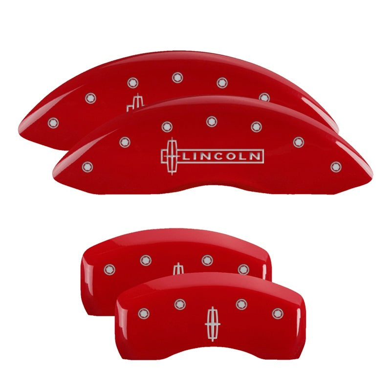 MGP 4 Caliper Covers Engraved Front & Rear Lincoln Red finish silver ch