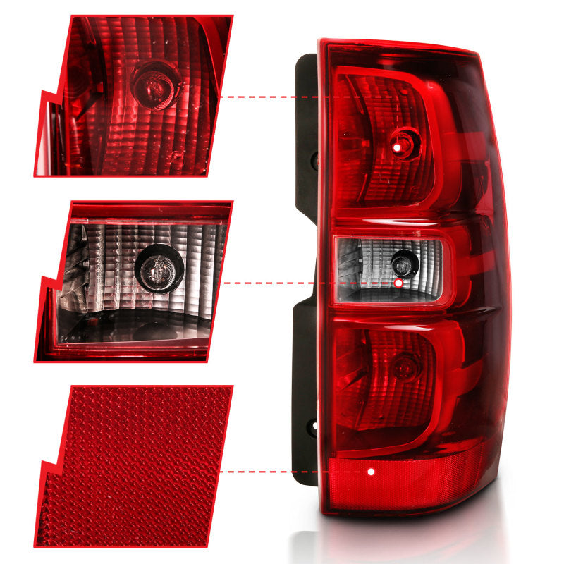 ANZO 2007-2014 Chevy Tahoe Taillight Red/Clear Lens (OE Replacement)