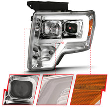 Load image into Gallery viewer, ANZO 2009-2014 Ford F-150 Projector Headlight Plank Style Chrome Amber