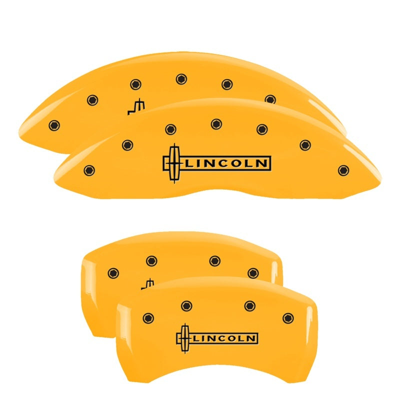 MGP 4 Caliper Covers Engraved Front & Rear MGP Yellow Finish Black Char 2002 Lincoln Navigator