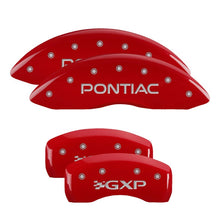 Load image into Gallery viewer, MGP 4 Caliper Covers Engraved Front Pontiac Engraved Rear GXP Red finish silver ch