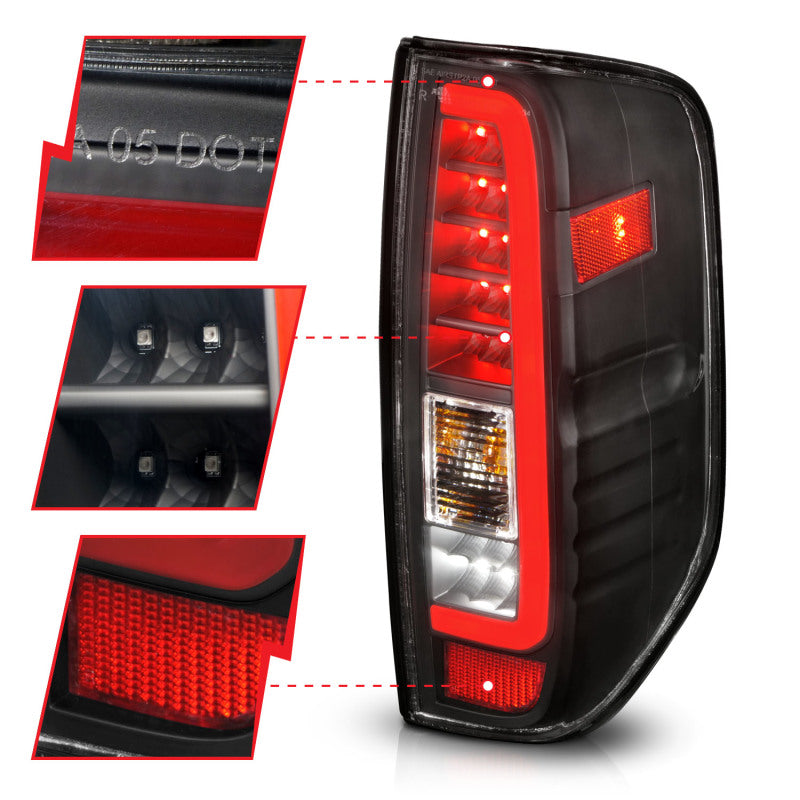 ANZO 2005-2021 Nissan Frontier LED Taillights Black Housing/Clear Lens