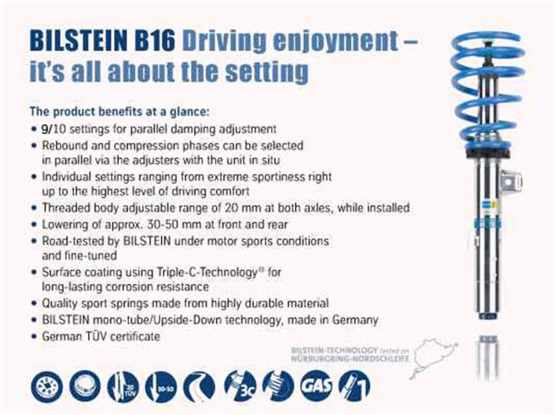 Bilstein B16 (PSS10) 13-15 BMW 320i/13-14 328i/335i /14-15 428i/435i Front & Rear Perf Susp System