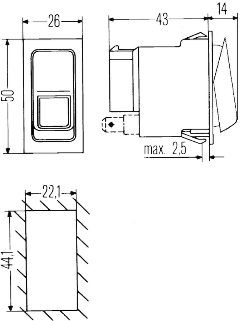 Hella Switch On/On/Off Momentary W Loc Light