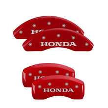 Load image into Gallery viewer, MGP 4 Caliper Covers Engraved Front Honda Engraved Rear H Logo Red finish silver ch