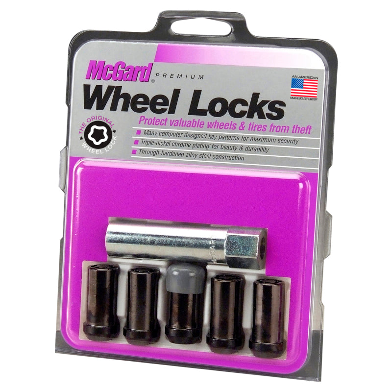 McGard Wheel Lock Nut Set - 5pk. (Tuner / Cone Seat) 1/2-20 / 13/16 Hex / 1.60in. Length - Black