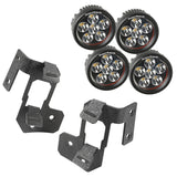 Rugged Ridge 07-18 Jeep Wrangler JK Textured Black Round A-Pillar LED Light Mount Kit