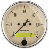 AutoMeter Gauge Speedo. 3-1/8in. 120MPH Elec. Prog. W/ Lcd Odo Antq Beige