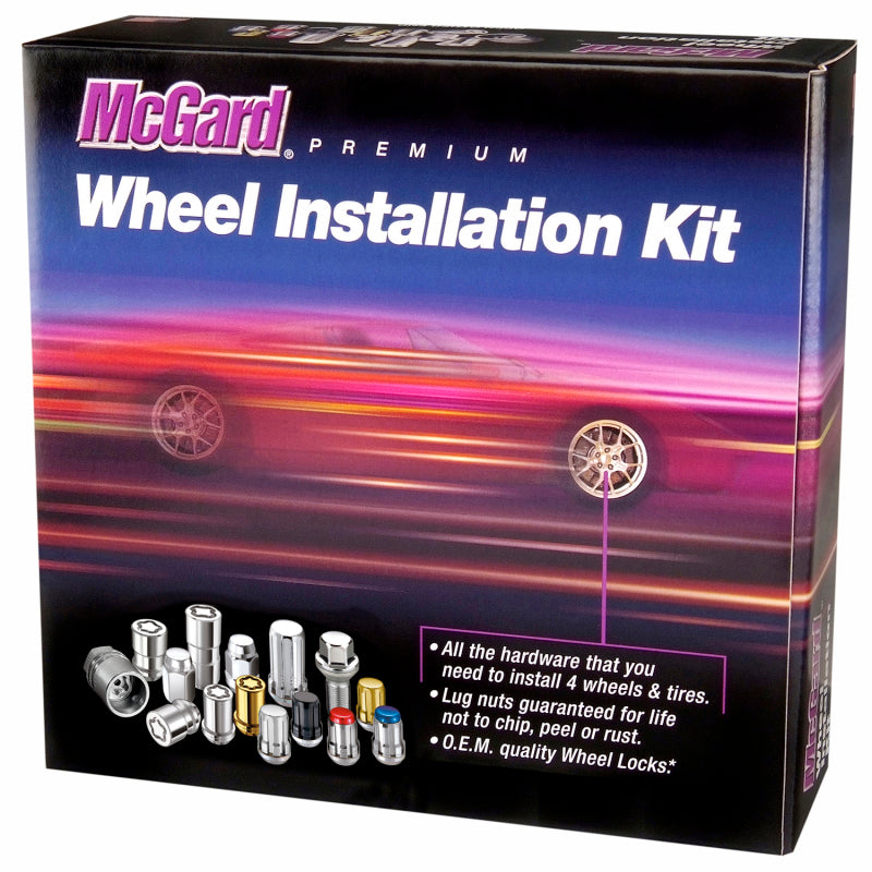 McGard 4 Lug Hex Install Kit w/Locks (Cone Seat Nut) M12X1.5 / 13/16 Hex / 1.5in. Length - Chrome