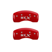 Load image into Gallery viewer, MGP 4 Caliper Covers Engraved Front Lincoln Engraved Rear MKX Red finish silver ch