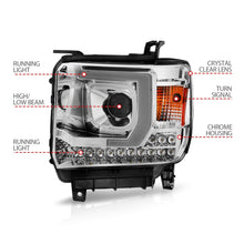 Load image into Gallery viewer, ANZO 14-15 GMC Sierra 1500/2500HD/3500HD Plank Style Projector Headlight - Chrome Housing