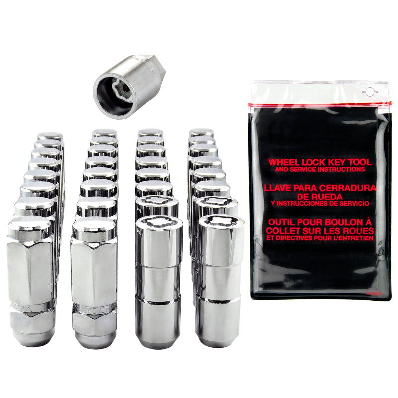 McGard 8 Lug Hex Install Kit w/Locks (Cone Seat Nut / Duplex) 9/16-18 / 7/8 Hex / 2.5in L - Chrome