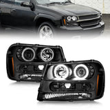 ANZO 02-09 Chevrolet Trailblazer (Will Not Fit 06-09 LT) Projector Headlights w/Halo Black Housing