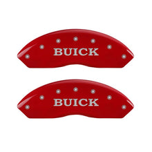 Load image into Gallery viewer, MGP 4 Caliper Covers Engraved Front Buick Engraved Rear Buick Shield Red finish silver ch