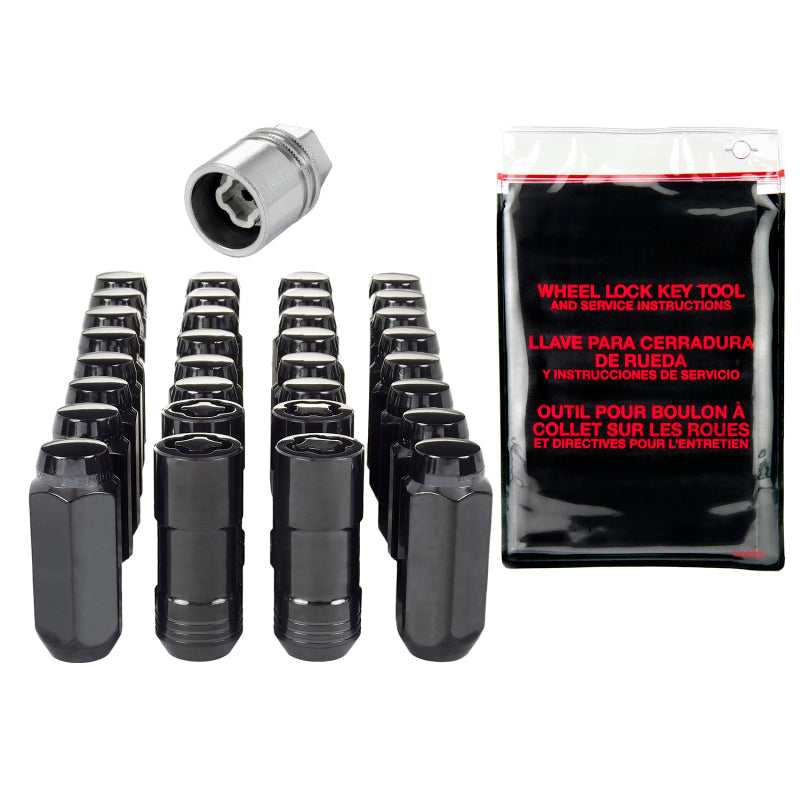 McGard 8 Lug Hex Install Kit w/Locks (Cone Seat Nut) M14X2.0 / 13/16 Hex / 2.25in. Length - Black