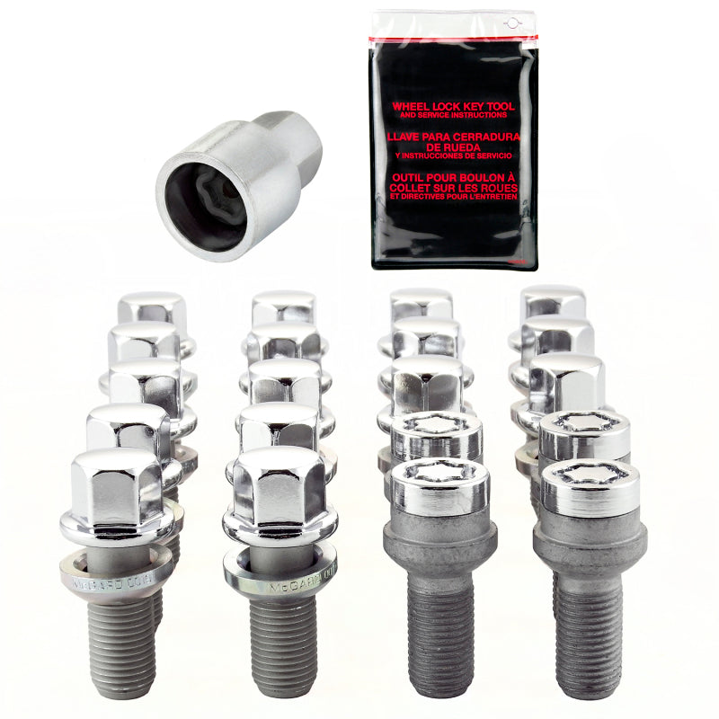 McGard 5 Lug Hex Install Kit w/Locks (Radius Seat Bolt) M14X1.5 / 17mm Hex / 26.3mm Shank L - Chrome