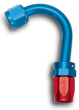 Load image into Gallery viewer, Russell Performance -10 AN Red/Blue 150 Degree Full Flow Swivel Hose End (With 1-1/4in Radius)