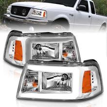 Load image into Gallery viewer, ANZO 2001-2011 Ford Ranger Crystal Headlights w/ Light Bar Chrome Housing