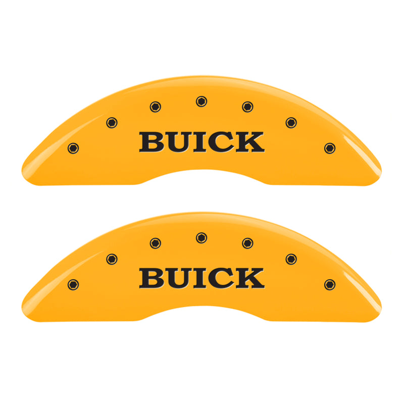 MGP 4 Caliper Covers Engraved Front Buick Engraved Rear Buick Shield Yellow finish black ch