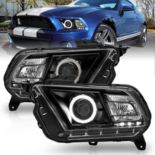 Load image into Gallery viewer, ANZO 2010-2014 Ford Mustang Projector Headlights w/ Halo Black (CCFL)