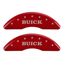 Load image into Gallery viewer, MGP 4 Caliper Covers Engraved Front Buick Engraved Rear Buick Shield Red finish silver ch