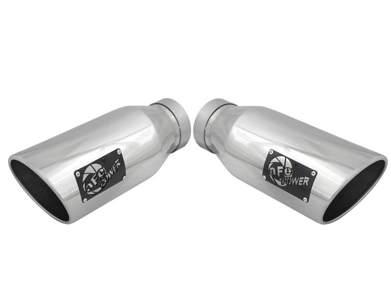 aFe MACH Force-XP 304 SS Single Wall Polished Exhaust Tip Pair 4in Inlet x 6in Outlet x 15in L