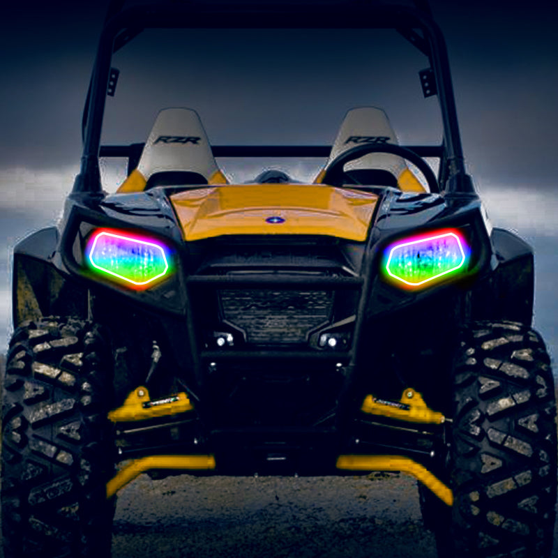 Oracle 08-19 Polaris RZR 570/800/900 Dynamic RGB+W Headlight Halo Kit - - Dynamic SEE WARRANTY