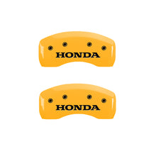 Load image into Gallery viewer, MGP 4 Caliper Covers Engraved Front &amp; Rear Honda Yellow Finish Black Char 2010 Honda CR-V