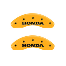 Load image into Gallery viewer, MGP 4 Caliper Covers Engraved Front Honda Rear CR-V Yellow Finish Black Char 2009 Honda CR-V