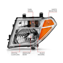 Load image into Gallery viewer, ANZO 2005-2008 Nissan Pathfinder Crystal Headlight Chrome Amber (OE Replacement)