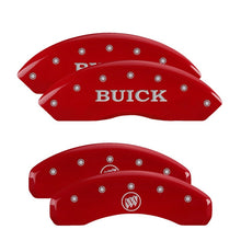 Load image into Gallery viewer, MGP 4 Caliper Covers Engraved Front Buick Engraved Rear Buick Shield Red finish silver ch