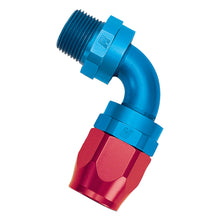 Load image into Gallery viewer, Russell Performance -6 AN Red/Blue 90 Degree Full Flow Swivel Pipe Thread Hose End (With 1/4in NPT)