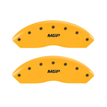 Load image into Gallery viewer, MGP 4 Caliper Covers Engraved Front &amp; Rear MGP Yellow Finish Black Char 2007 Buick Lucerne