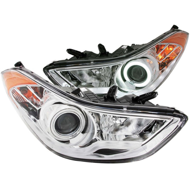 ANZO 2011-2014 Hyundai Elantra Projector Headlights w/ Halo Chrome (CCFL)