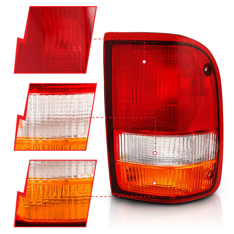 ANZO 1993-1997 Ford Ranger Tail Light Red/Cear (OE) AJ-USA, Inc