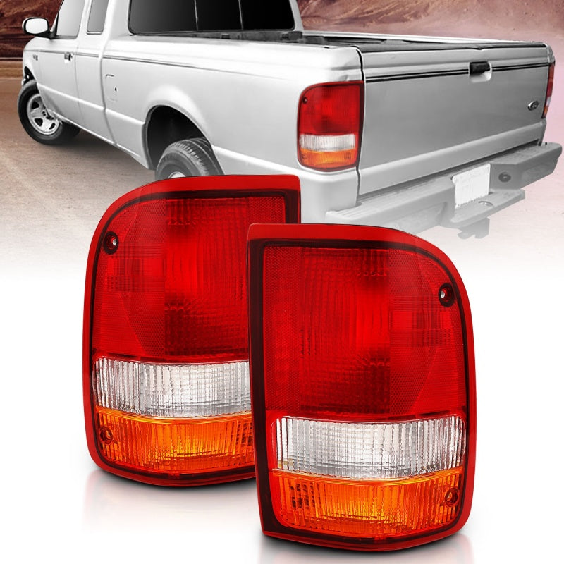 ANZO 1993-1997 Ford Ranger Tail Light Red/Cear (OE) AJ-USA, Inc