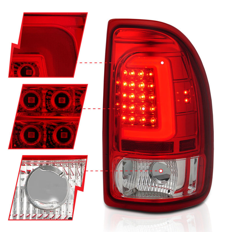 ANZO 1997-2004 Dodge Dakota LED Taillights Chrome Housing Red Lens Pair AJ-USA, Inc