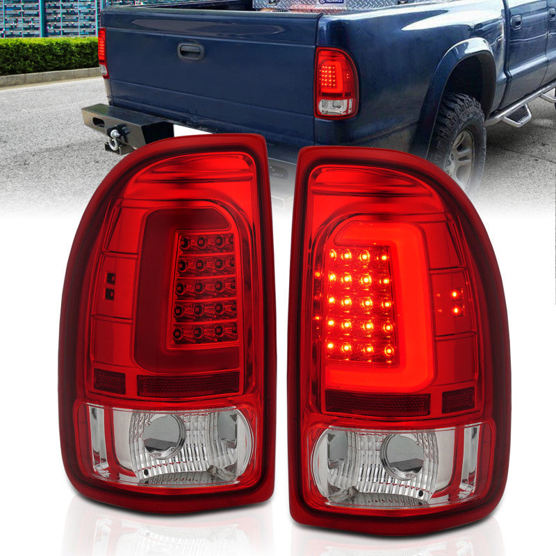 ANZO 1997-2004 Dodge Dakota LED Taillights Chrome Housing Red Lens Pair AJ-USA, Inc