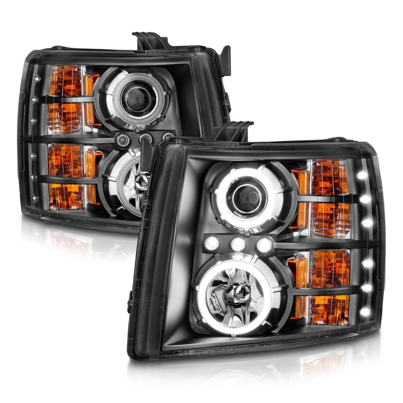 ANZO 2007-2013 Chevrolet Silverado 1500 Projector Headlights w/ Halo Black AJ-USA, Inc