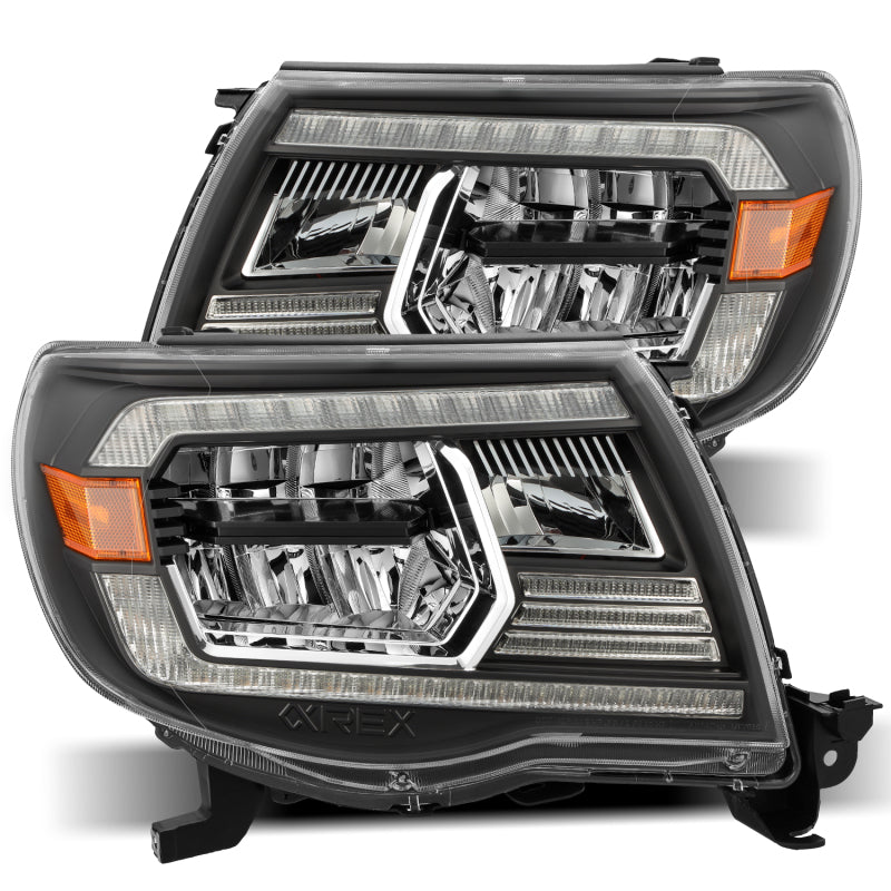 AlphaRex 05-11 Toyota Tacoma LUXX Crystal Headlights Plank Style Design Black w/Activation Light/DRL AJ-USA, Inc