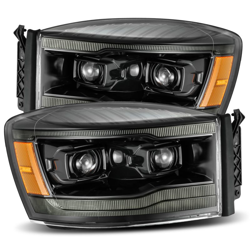 AlphaRex 06-08 Dodge Ram 1500HD LUXX LED Projector Headlights Plank Style Alpha Blk w/Seq Signal/DRL AJ-USA, Inc