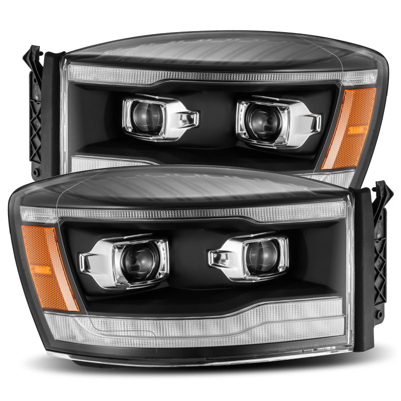 AlphaRex 06-08 Dodge Ram 1500HD LUXX LED Projector Headlights Plank Style Black w/Seq Signal/DRL AJ-USA, Inc