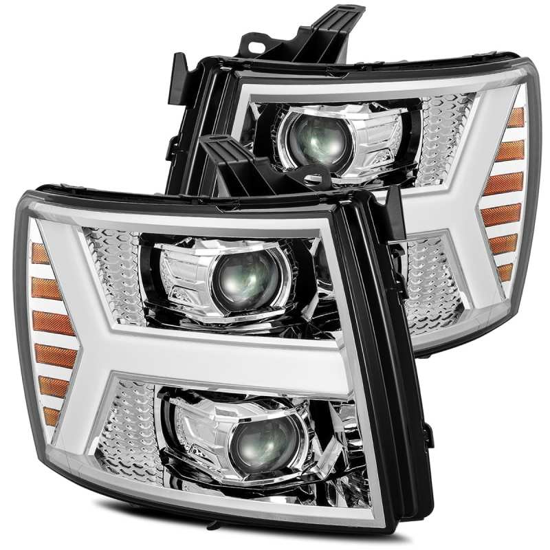 AlphaRex 07-13 Chevy 1500 LUXX LED Proj Headlights Plank Design Chrome w/ Activ Light/Seq Signal/DRL AJ-USA, Inc