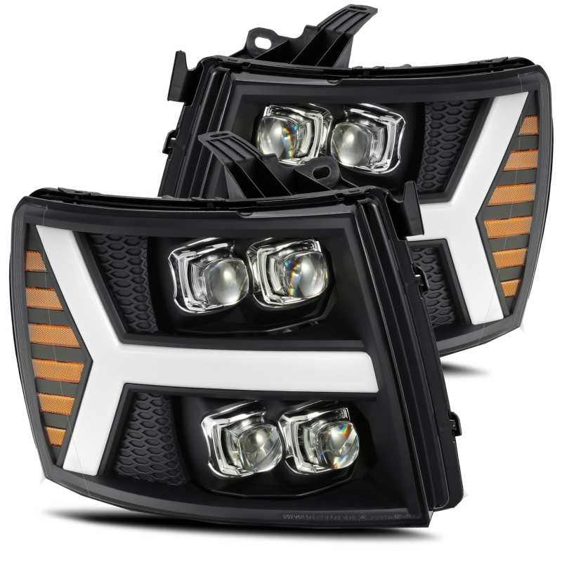 AlphaRex 07-13 Chevy 1500HD NOVA LED Proj Headlights Plank Style Matte Blk w/Activ Light/Seq Signal AJ-USA, Inc